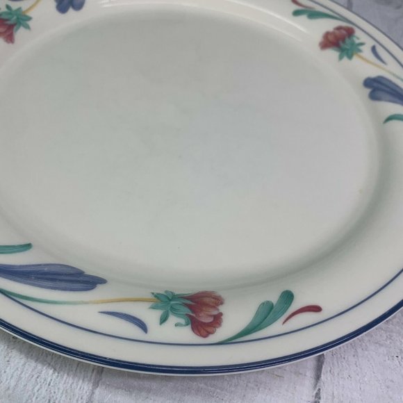 Lenox Chinastone POPPIES ON BLUE Red Flowers  Blue Leaves Dinner Plates Set of 2 - Picture 6 of 9